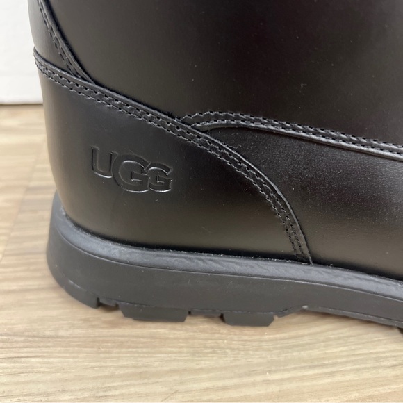 UGG KIRKSON BLACK LEATHER SHEEPSKIN MEN'S BOOTS US SIZE 9 1120992 $210 NWOB - Picture 5 of 8